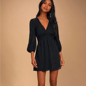 Forever In My Heart Black Striped Balloon Sleeve Mini Dress